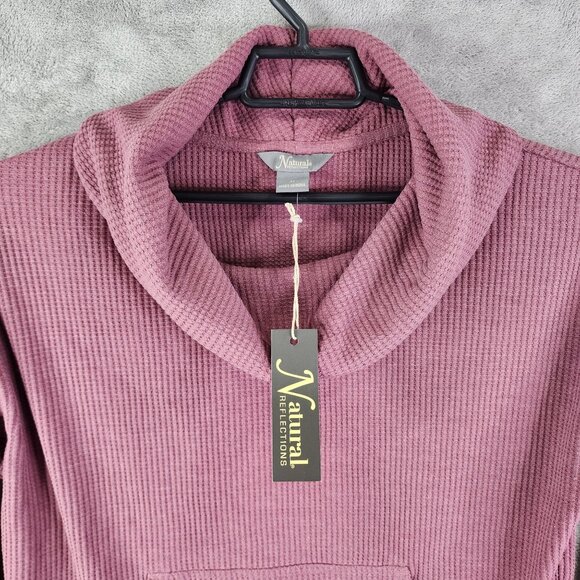 Womens Natural Reflections Maroon Sweatshirt Waffle Knit Pullover Cowl Neck M - Picture 4 of 13